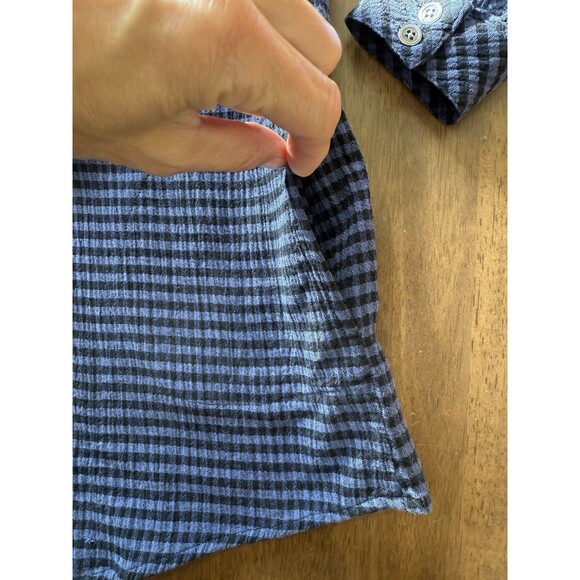 J. Jill Blue Black Check Gauzy Pullover Top Long Sleeve Women’s XS Casual Preppy - Picture 8 of 11